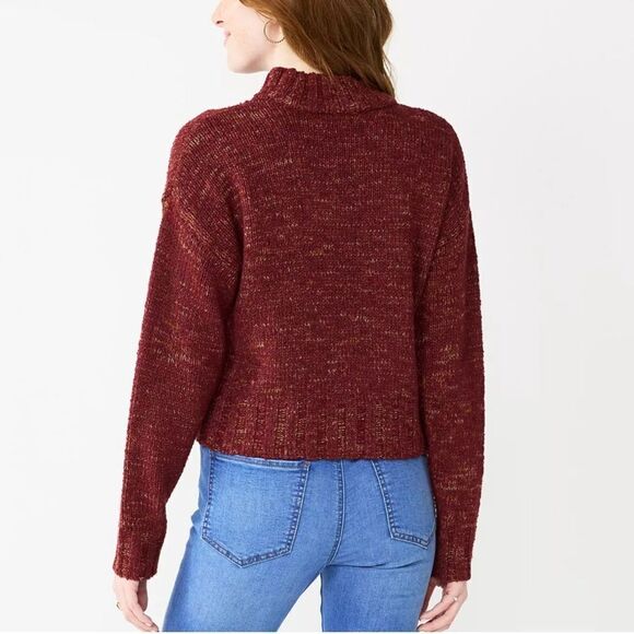 Juniors' SO® Cropped Mockneck Spacedye Sweater, Size S, NWT - Picture 2 of 9